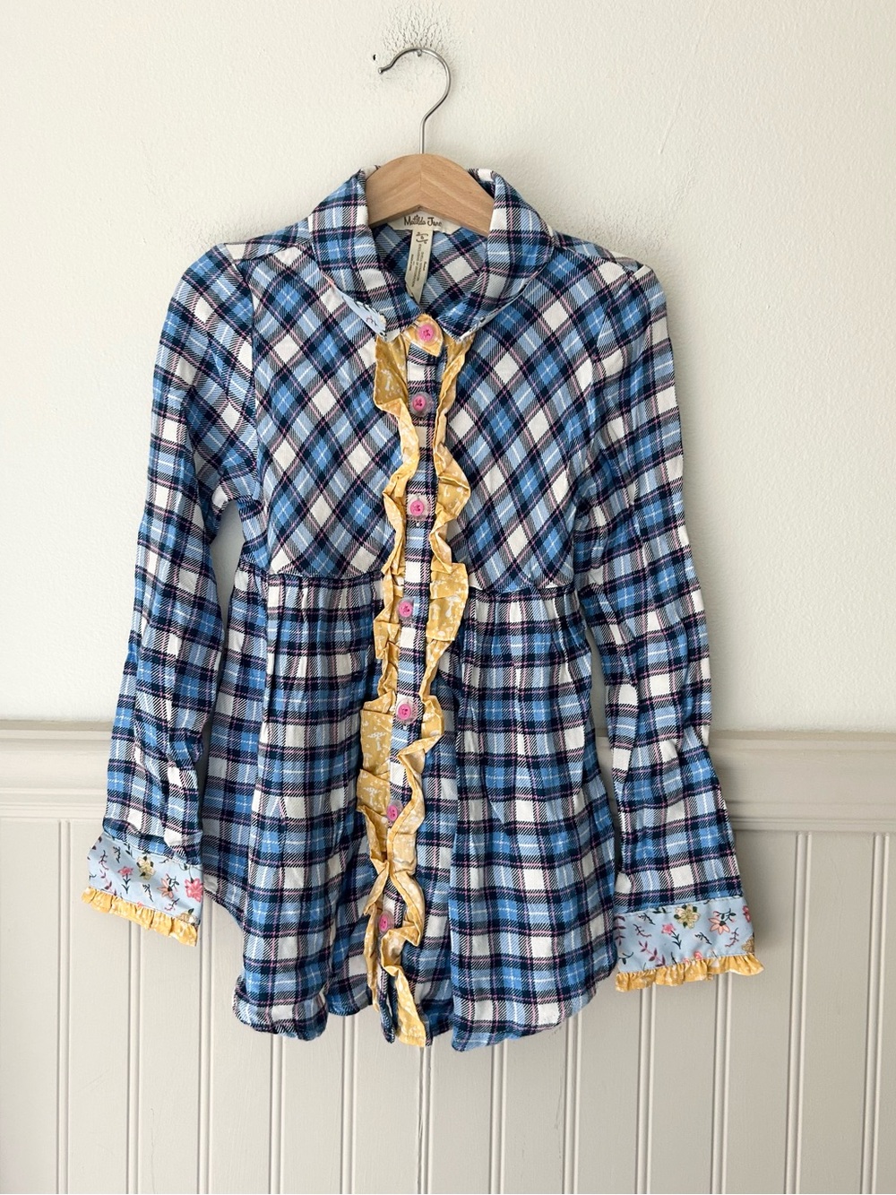 Matilda Jane Make Believe Floating Away Blue Plaid Tunic Size 8